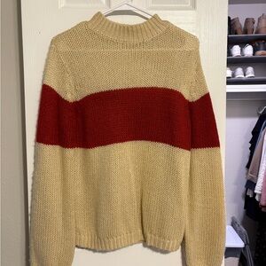 Roolee Cream and Red Turtleneck Sweater
